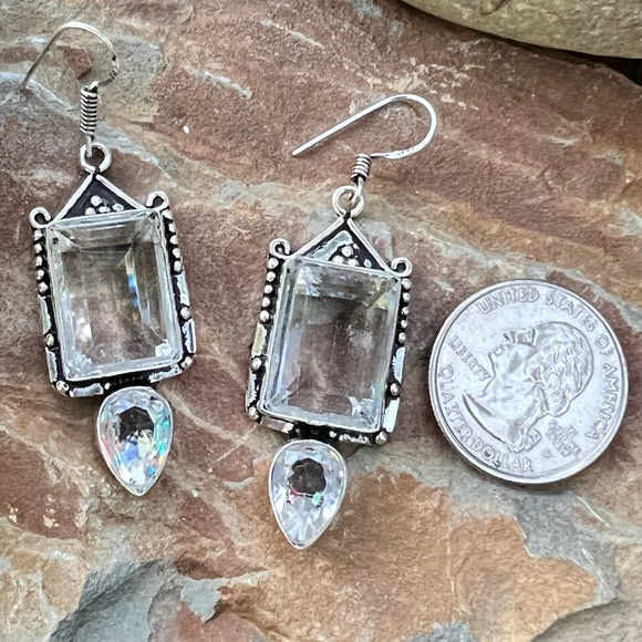 White topaz earrings - Picture 2 of 6